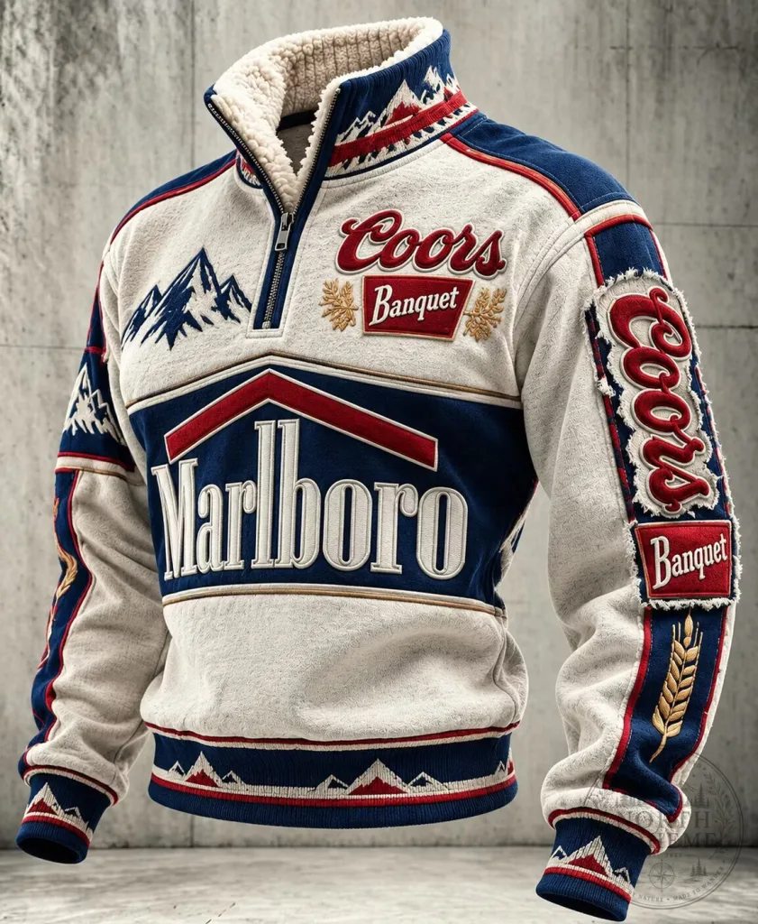 Marlboro Coors Banquet Beer Vintage Western Sherpa Fleece Quarter Zip Sweatshirt 22 Marlboro Coors Banquet Beer Vintage Western Sherpa Fleece Quarter Zip Sweatshirt